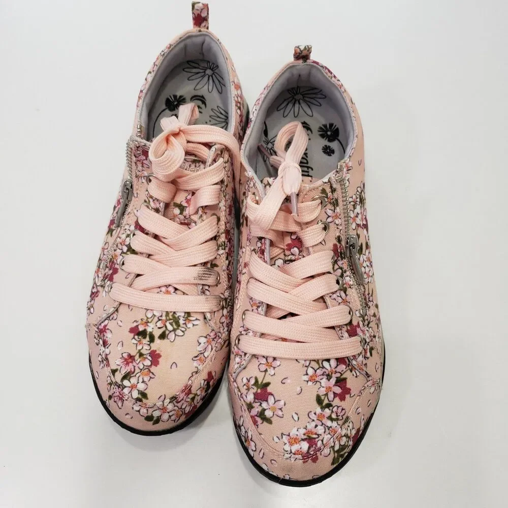 Therafit Floral Athletic Shoes Size 8 Women Pink Zip Cute Comfort - Picture 9 of 9